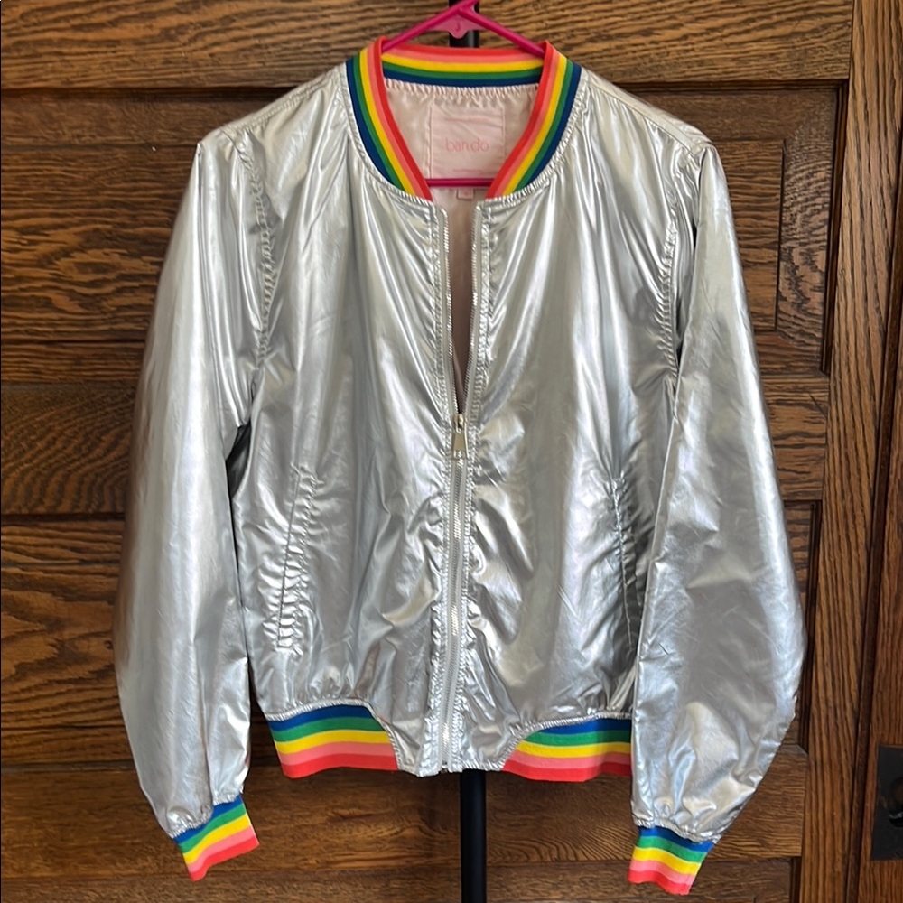 Ban.do silver rainbow number jacket size M